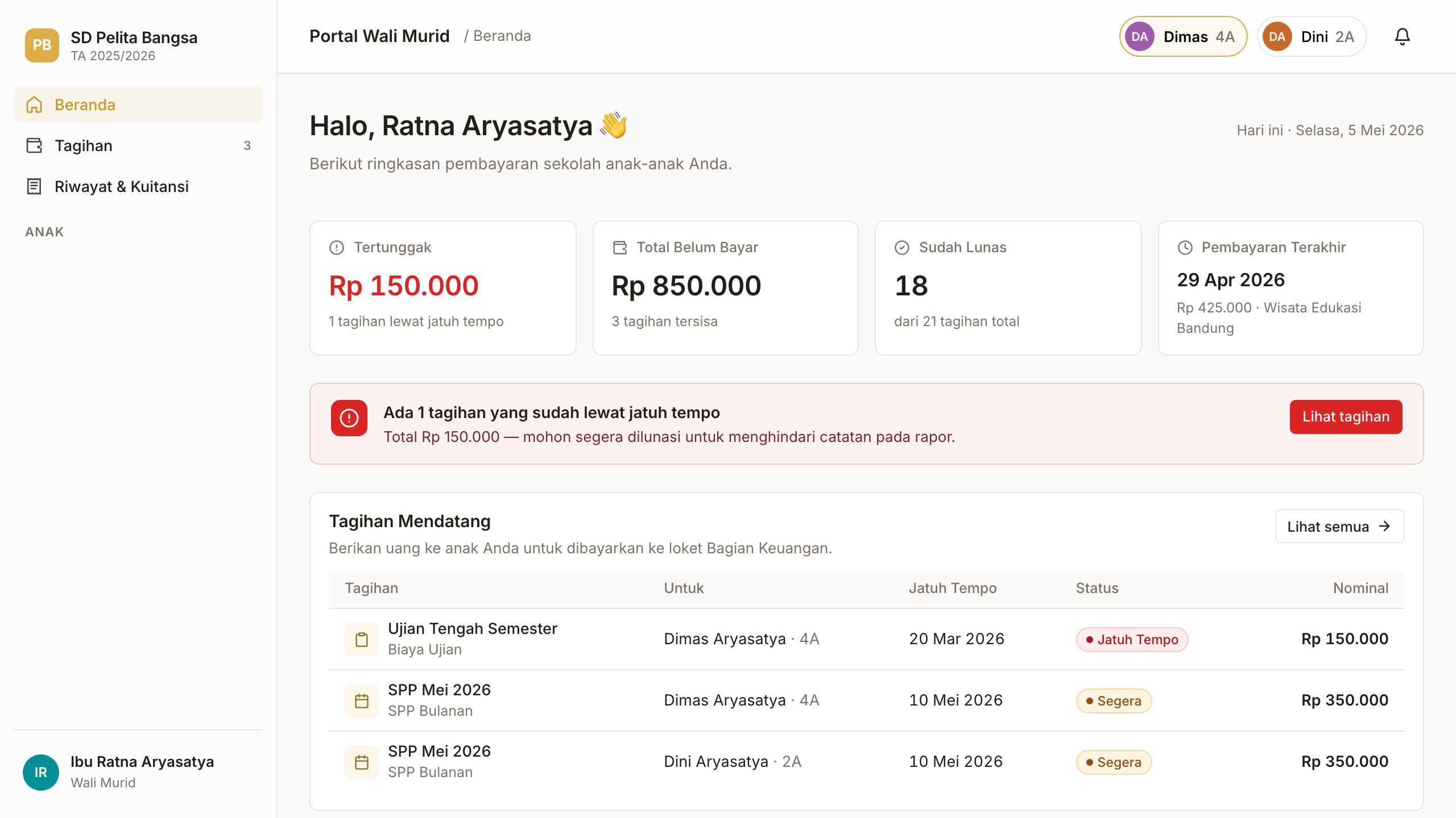 Pembayaran Sekolah